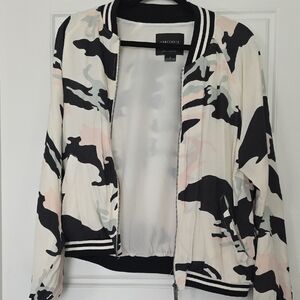Sanctuary Black and Cream Camouflage Bomber Jacket